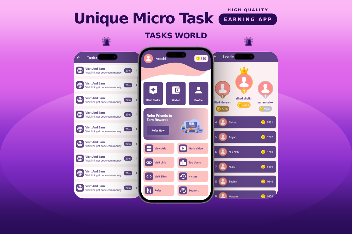 'Tasks World' Micro Task Earning App
